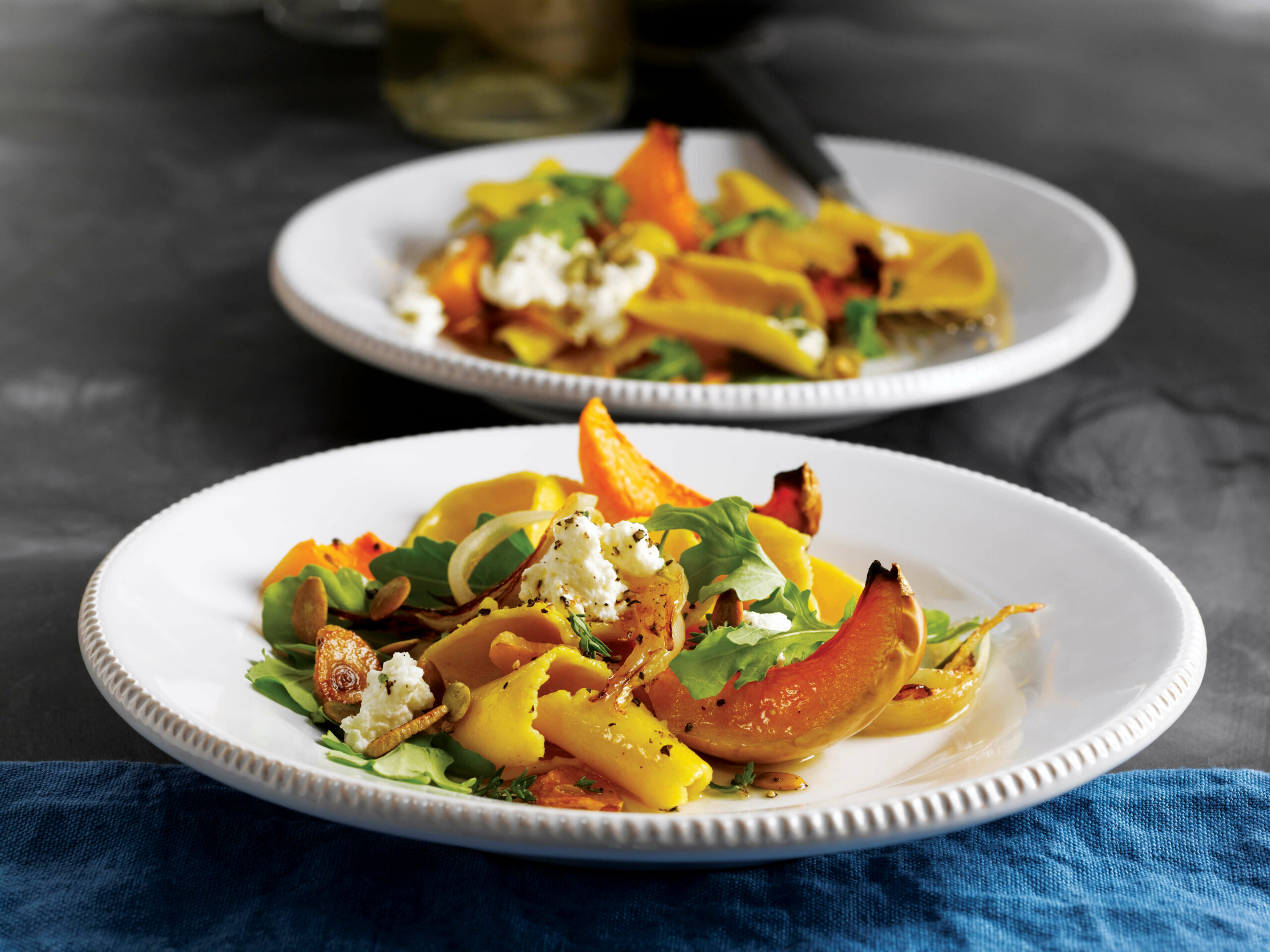 MALTAGLIATI WITH ROASTED WINTER SQUASH, ROCKET AND PEPITAS