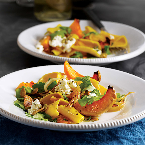 MALTAGLIATI WITH ROASTED WINTER SQUASH, ROCKET AND PEPITAS